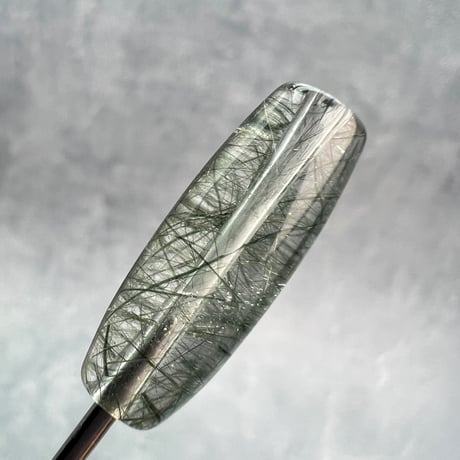 【ガネッシュヒマール産】アクチノライトイン天然ヒマラヤ水晶 樽型ビーズ⑨/Ganesh Himal Actinolite in Himalayan Quartz barrel beads