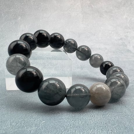 【ガネッシュヒマール産】アクチノライトイン天然ヒマラヤ水晶ブレスレット/Ganesh Himal Actinorite in Himalayan Quartz Bracelet