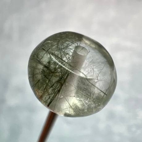 【ガネッシュヒマール産】アクチノライトイン天然ヒマラヤ水晶 タイヤ型ビーズ⑦/Ganesh Himal Actinolite in Himalayan Quartz Tire beads
