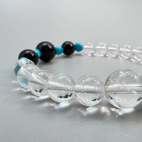 【デザインブレスレット】モリオン×ガネッシュヒマール×アリゾナターコイズ /Morion×GaneshHimal Himalayan Quartz×Arizona Turquoise