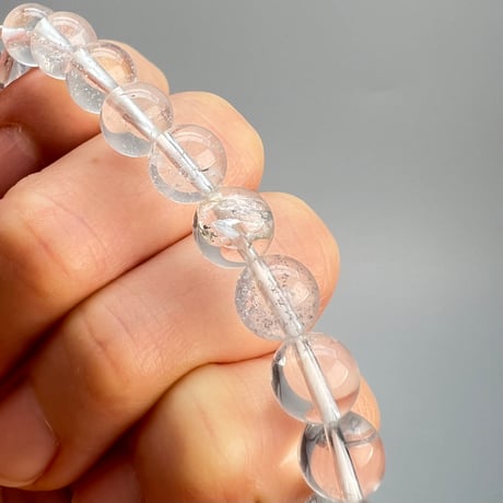 【カイラス産】"手磨き加工"天然ヒマラヤ水晶ブレスレット(8mm内径15cm)/Kailash Himalayan Quartz Bracelet