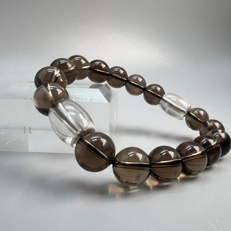 ✳ヒマラヤ*ガウリシャンカールスモーキークォーツ＆虎目石ブレスレット　鑑別書付 ✳ヒマラヤ*ガウリシャンカールスモーキークォーツ＆虎目石