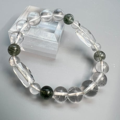 【デザインブレスレット】カイラス×ガネッシュヒマール天然ヒマラヤ水晶デザインブレスレット/Kailash×Ganesh Himal Himalayan Quartz Design Bracelet