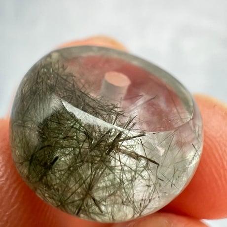 【ガネッシュヒマール産】アクチノライトイン天然ヒマラヤ水晶 タイヤ型ビーズ④iGanesh Himal Actinolite in Himalayan Quartz Tire beads
