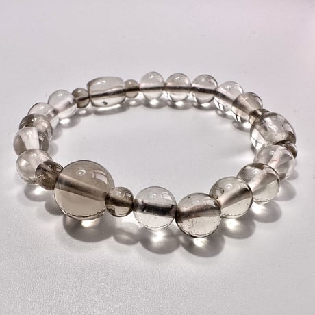 ガウリシャンカール産"手磨き加工"天然ヒマラヤスモーキークォーツ デザインブレスレット⑦ Gaurishankar SmokyQuartz Design Bracelet