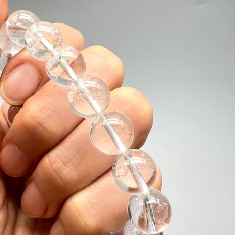 【カイラス産】"手磨き加工"天然ヒマラヤ水晶ブレスレット(10mm内径15cm)①/Kailash Himalayan Quartz Bracelet