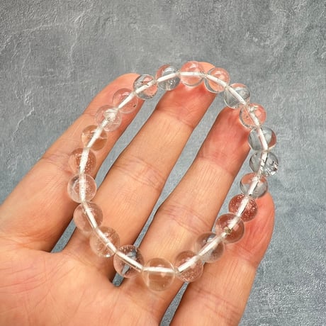 【ガネッシュヒマール産】天然ヒマラヤ水晶ブレスレット8mm内径15cm②/Ganesh Himal Himalayan Quartz Bracelet
