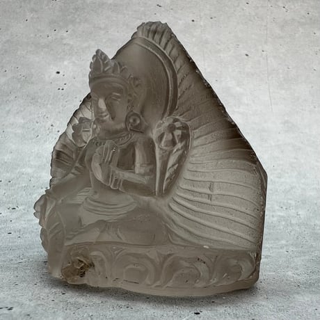 【ガウリシャンカール産】天然ヒマラヤスモーキークォーツ "グリーンターラ"仏像/Gaurishankar HimalayanSmoky "Green Tara"Statue