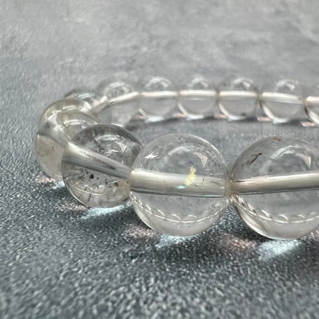 【カイラス産】"手磨き加工"天然ヒマラヤ水晶ブレスレット①10mm内径15cm /Kailash Himalayan Quartz Bracelet
