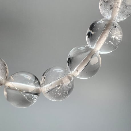 【カイラス産】"手磨き加工"天然ヒマラヤ水晶ブレスレット(8mm内径15cm)/Kailash Himalayan Quartz Bracelet