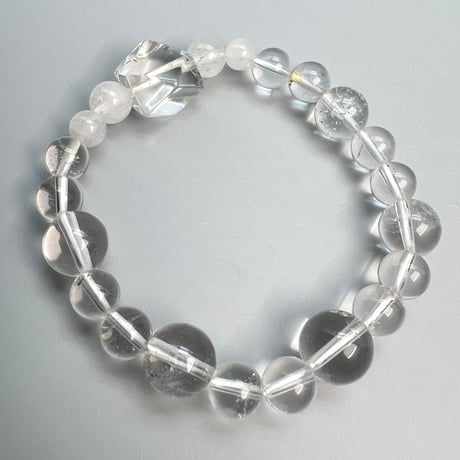 【カイラス産】"手磨き"天然ヒマラヤ水晶デザインブレスレット/Kailash Himalayan Quartz Design Bracelet
