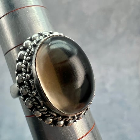 【ガウリシャンカール産】天然ヒマラヤスモーキークォーツ シルバー925デザインリング/GauriShankar Smoky Quartz Silver925 Design Ring