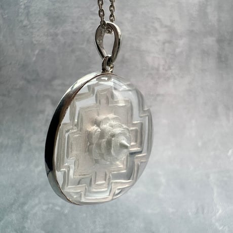 【ガネッシュヒマール産】天然ヒマラヤ水晶 "シュリヤントラ"シルバーペンダントトップ①/Ganesh Himal Himalayan Quartz "Shri Yantra"S/V Pendant