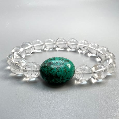 【デザインブレスレット】チベタンターコイズ×ガネッシュヒマール天然ヒマラヤ水晶/Tibetan Turquoise×Ganesh Himal Himalayan Quartz