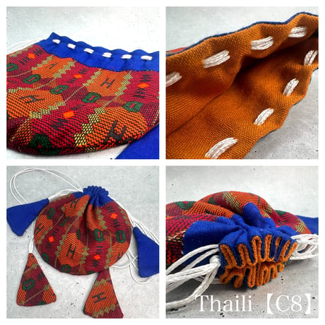 "Thaili" handmade in Nepal🇳🇵C-①〜⑧ "タイリ(巾着袋)"ネパール産ハンドメイド