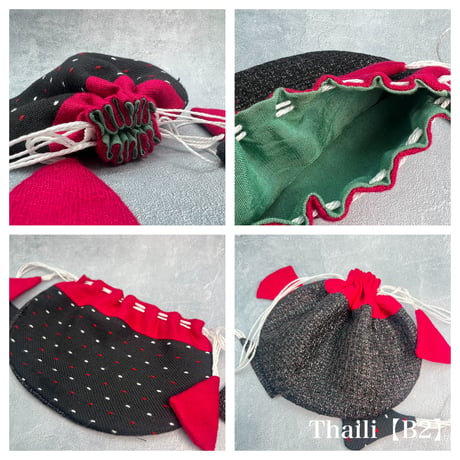 "Thaili" handmade in Nepal🇳🇵B-①〜⑦ "タイリ(巾着袋)"ネパール産ハンドメイド