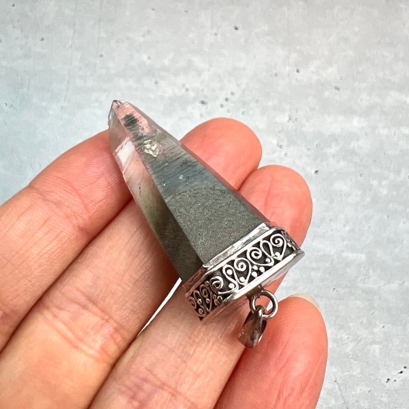 ガネーシュヒマール産 水晶 ペンダントトップ Silver925 クローライト ガネーシュヒマール産クローライト ヒマラヤ水晶 ネックレス