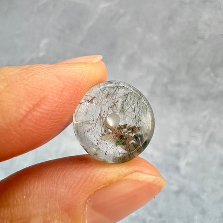 【ガネッシュヒマール産】アクチノライトイン天然ヒマラヤ水晶 タイヤ型ビーズ⑥/Ganesh Himal Actinolite in Himalayan Quartz Tire beads