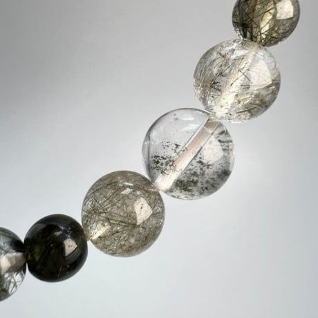 【ガネッシュヒマール産】アクチノライトイン天然ヒマラヤ水晶デザインブレスレット/Ganesh Himal Actinolite in Himalayan Quartz Design Bracelet