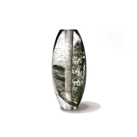 【ガネッシュヒマール産】アクチノライト&クローライトイン天然ヒマラヤ水晶 樽型ビーズ/Ganesh Himal Actinolite&Chlorite in Himalayan Quartz