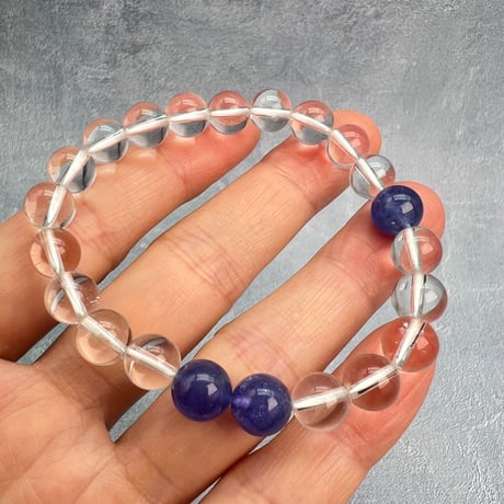 【デザインブレスレット】ガネッシュヒマール産ヒマラヤ水晶×タンザナイトデザインブレスレット②/Ganesh Himal Himalayan Quartz+Tanzanite