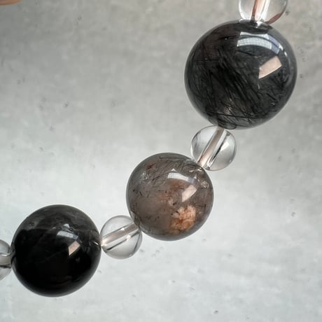 【ガネッシュヒマール産】アクチノライトイン天然ヒマラヤ水晶デザインブレスレット/Ganesh Himal Actinolite in Himalayan Quartz Design Bracelet