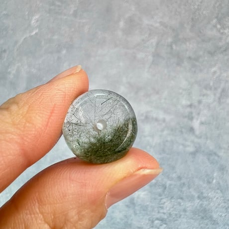 【ガネッシュヒマール産】アクチノライトイン天然ヒマラヤ水晶 タイヤ型ビーズ④iGanesh Himal Actinolite in Himalayan Quartz Tire beads
