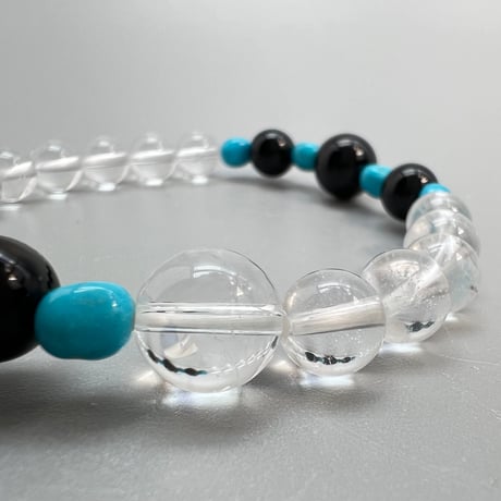 【デザインブレスレット】モリオン×ガネッシュヒマール×アリゾナターコイズ /Morion×GaneshHimal Himalayan Quartz×Arizona Turquoise