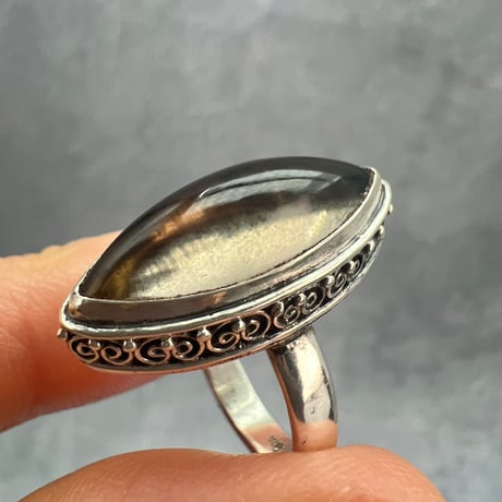 【ガウリシャンカール産】天然ヒマラヤスモーキークォーツ シルバー925デザインリング/GauriShankar Smoky Quartz Silver925 Design Ring