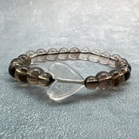 【ガウリシャンカール産】天然ヒマラヤスモーキークォーツ"ハート"デザインブレスレット①/GauriShankar Himalayan Smoky Quartz "Heart" Bracelet