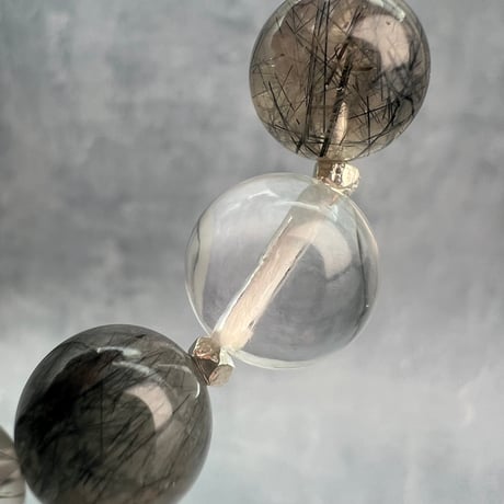 【ガネッシュヒマール産】アクチノライトイン天然ヒマラヤ水晶デザインブレスレット/Ganesh Himal Actinolite in Himalayan Quartz Design Bracelet