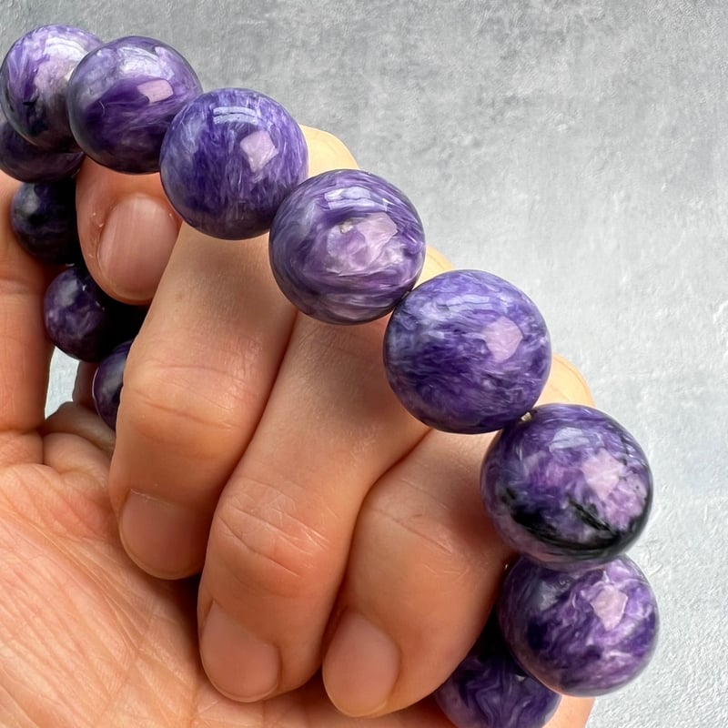 チャロアイトブレスレット14mm内径17cm/Charoite Bracelet | 【RUN