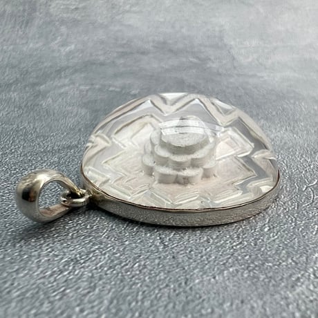 【ガネッシュヒマール産】天然ヒマラヤ水晶 "シュリヤントラ"シルバーペンダントトップ①/Ganesh Himal Himalayan Quartz "Shri Yantra"S/V Pendant