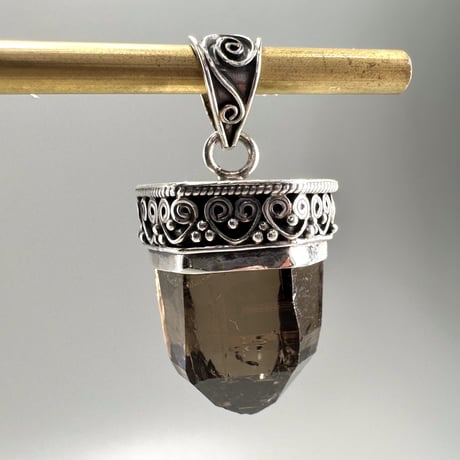 【ガウリシャンカール産】天然ヒマラヤスモーキークォーツ シルバー925ペンダントトップ/GauriShankar Himalayan Smoky Quartz S/V925Pendant Top