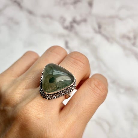 【ガネッシュヒマール産】アクチノライト&クローライトイン天然ヒマラヤ水晶S/V925リング/Ganesh Himal Actinorite&Chlorite S/V Ring