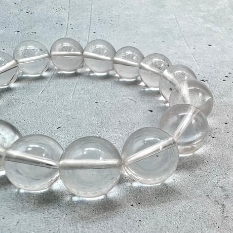 【カイラス産】"手磨き"天然ヒマラヤ水晶ブレスレット12mm内径16cm/Kailash Himalayan Quartz Bracelet