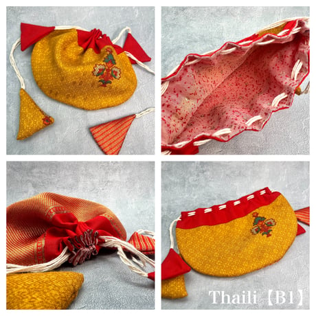 "Thaili" handmade in Nepal🇳🇵B-①〜⑦ "タイリ(巾着袋)"ネパール産ハンドメイド