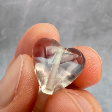 【ガウリシャンカール産】天然ヒマラヤスモーキークォーツ"手磨き加工"ハート型ビーズ③/Gaurishankar Himalayan Smoky Quartz Heart Beads
