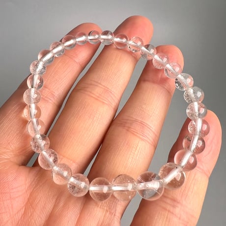 【カイラス産】"手磨き加工"天然ヒマラヤ水晶ブレスレット(5~7mm内径16cm)/Kailash Himalayan Quartz Bracelet