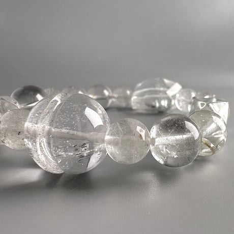 カイラス産"手磨き"天然ヒマラヤ水晶デザインブレスレット/Kailash Himalayan Quartz Design Bracelet