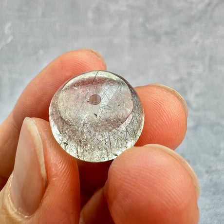 【ガネッシュヒマール産】アクチノライトイン天然ヒマラヤ水晶 タイヤ型ビーズ③/Ganesh Himal Actinolite in Himalayan Quartz Tire beads