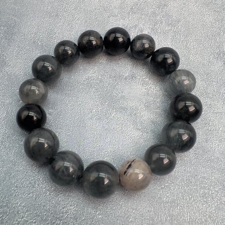 【ガネッシュヒマール産】アクチノライトイン天然ヒマラヤ水晶ブレスレット/Ganesh Himal Actinorite in Himalayan Quartz Bracelet
