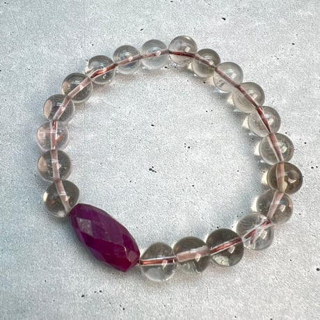 【デザインブレスレット】ガウリシャンカール産スモーキー×天然ルビーデザインブレスレット/GauriShankar Smoky×Ruby Design Bracelet