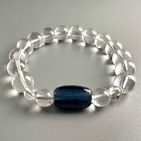 【デザインブレスレット】ネパールカイヤナイト×ガネッシュヒマール産"手磨き加工"天然ヒマラヤ水晶/Nepal Kyanite+GaneshHimal Design Bracelet