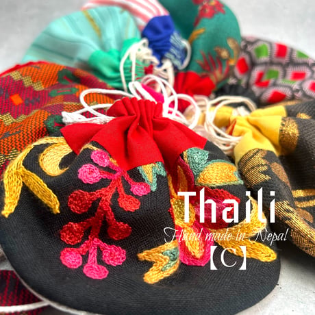 "Thaili" handmade in Nepal🇳🇵C-①〜⑧ "タイリ(巾着袋)"ネパール産ハンドメイド