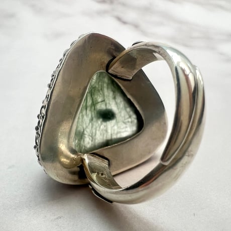 【ガネッシュヒマール産】アクチノライト&クローライトイン天然ヒマラヤ水晶S/V925リング/Ganesh Himal Actinorite&Chlorite S/V Ring