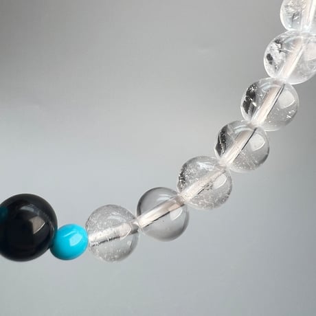 【デザインブレスレット】モリオン×ガネッシュヒマール×アリゾナターコイズ/Morion×GaneshHimal×Arizona Turquoise Design Bracelet