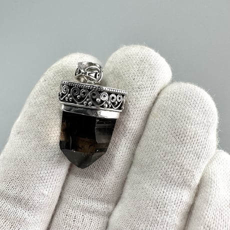 【ガウリシャンカール産】天然ヒマラヤスモーキークォーツ シルバー925ペンダントトップ/GauriShankar Himalayan Smoky Quartz S/V925Pendant Top
