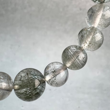 【ガネッシュヒマール産】アクチノライトイン天然ヒマラヤ水晶デザインブレスレット/Ganesh Himal Actinolite in Himalayan Quartz Design Bracelet