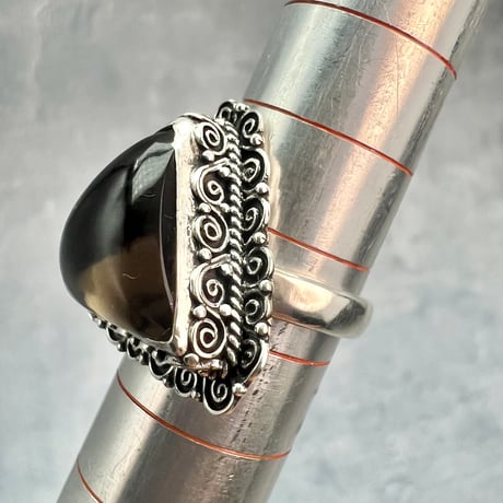 【ガウリシャンカール産】天然ヒマラヤスモーキークォーツ シルバー925デザインリング/GauriShankar Smoky Quartz Silver925 Design Ring